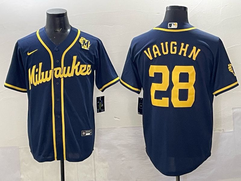 Men Milwaukee Brewers #28 Vaughn Drak Blue Nike MLB 2025 Jersey 04->milwaukee brewers->MLB Jersey
